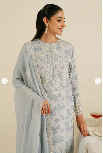 CROSS STITCH BALLARD BLUE -3PC SILK EMBROIDERED SUIT