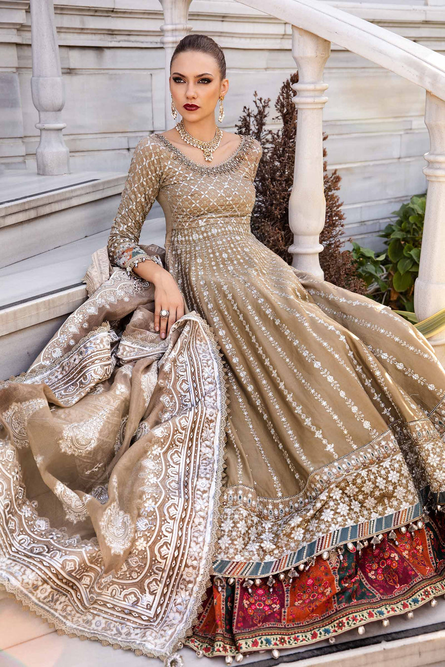 MARIA. B. Unstitched Embroidered Cotton Satin Suit | CST-810