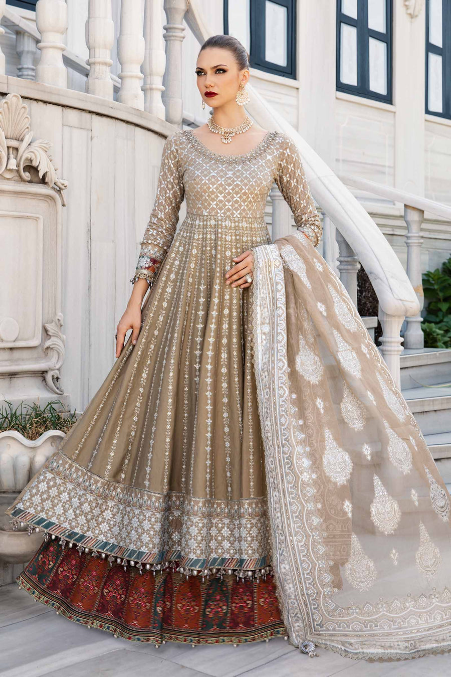 MARIA. B. Unstitched Embroidered Cotton Satin Suit | CST-810