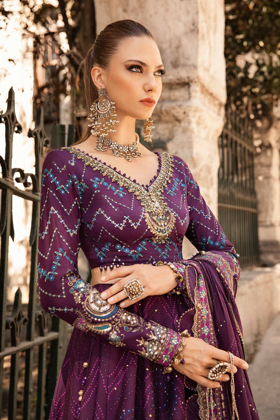 MARIA. B. Unstitched Embroidered Cotton Satin Suit | CST-802