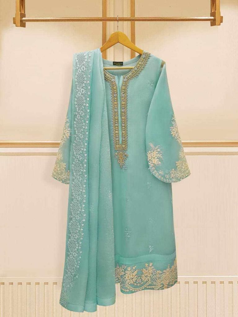 AGHA NOOR 3 PIECE - EMBROIDERED CHIFFON SUIT S108517