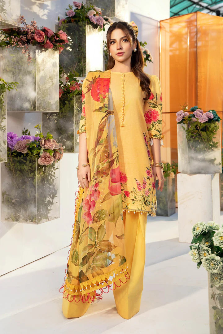 MARIA. B. 3 Pc Unstitched Embroidered Lawn Suit | MB-CUS25-701A