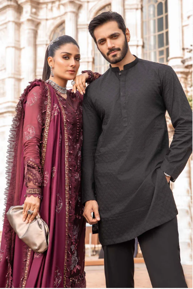 MARIA. B. Unstitched Linen | Aubergine DL-1103