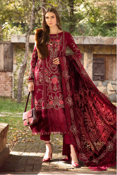 MARIA. B. Unstitched Linen | Deep Pink DL-1112