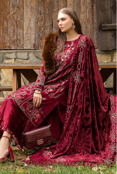 MARIA. B. Unstitched Linen | Deep Pink DL-1112
