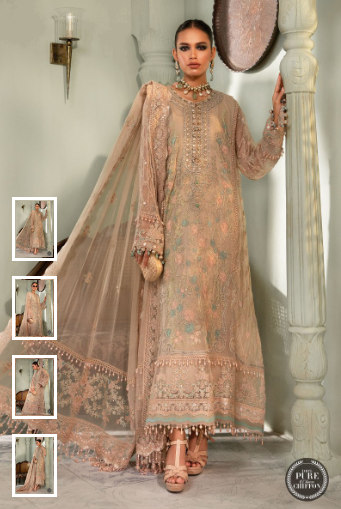 MARIA. B. Unstitched Chiffon - MPC-22-206-Nude Pink