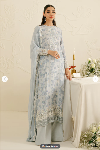 CROSS STITCH BALLARD BLUE -3PC SILK EMBROIDERED SUIT