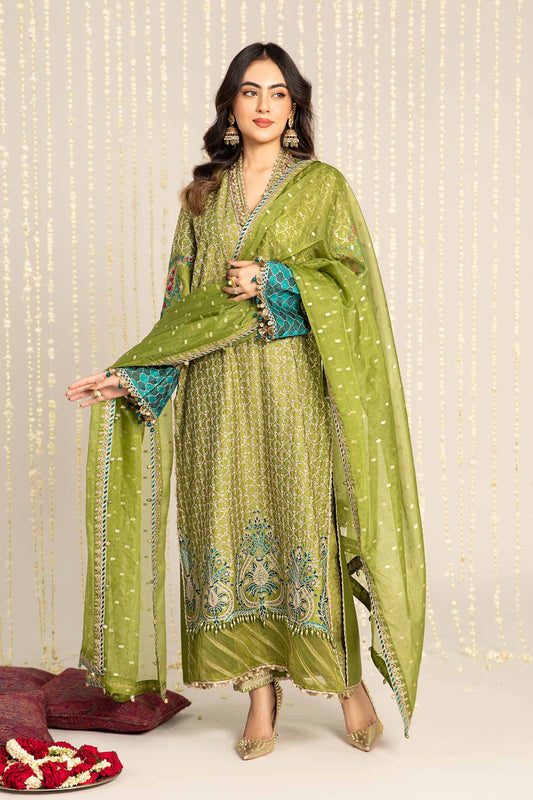 MARIA. B. Unstitched Embroidered Cotton Satin Suit | CST-803