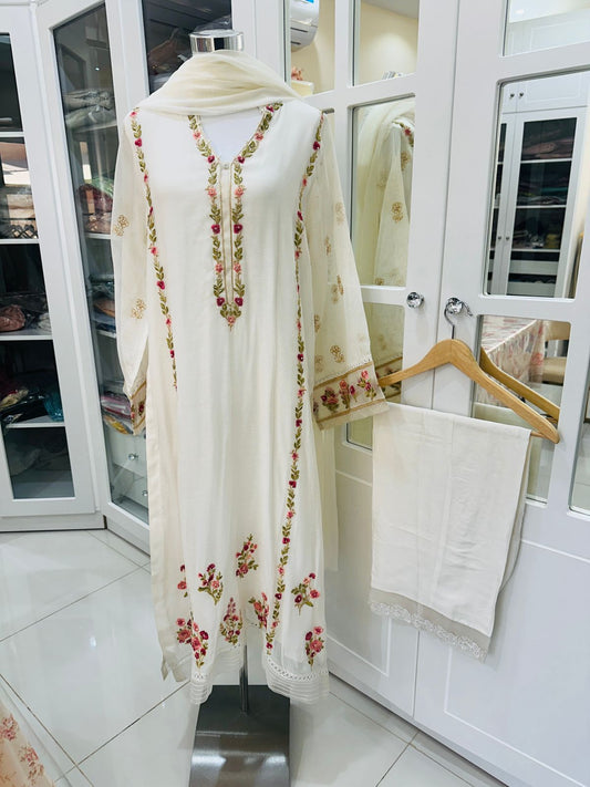 AGHA NOOR 3 PIECE - EMBROIDERED COTTON NET SUIT