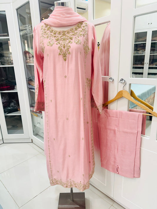 AGHA NOOR 3 PIECE - EMBROIDERED COTTON NET SUIT