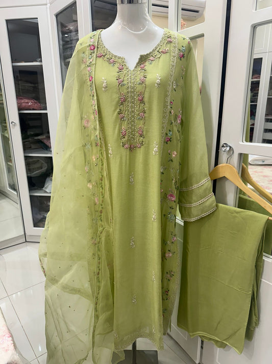 AGHA NOOR 3 PIECE - EMBROIDERED COTTON NET SUIT