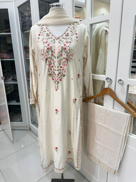 AGHA NOOR 3 PIECE - EMBROIDERED COTTON SUIT