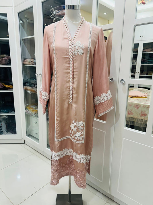 AGHA NOOR 1 PIECE - EMBROIDERED SILK SHIRT