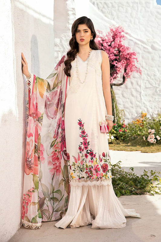 MARIA. B. 3 Pc Unstitched Embroidered Lawn Suit | MB-CUS25-701B