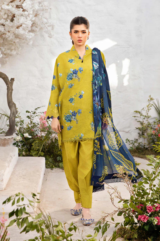 MARIA. B. 3 Pc Unstitched Embroidered Lawn Suit | MB-CUS25-702A
