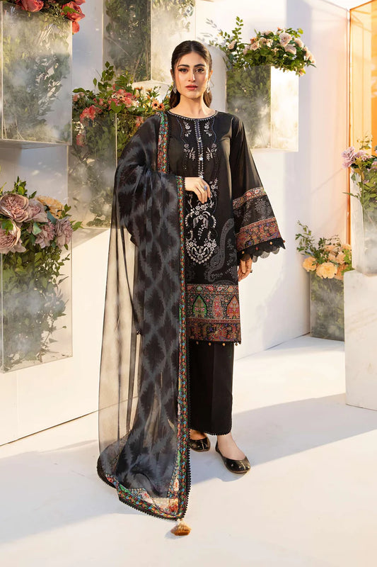 MARIA. B. 3 Pc Unstitched Embroidered Lawn Suit | MB-CUS25-703A