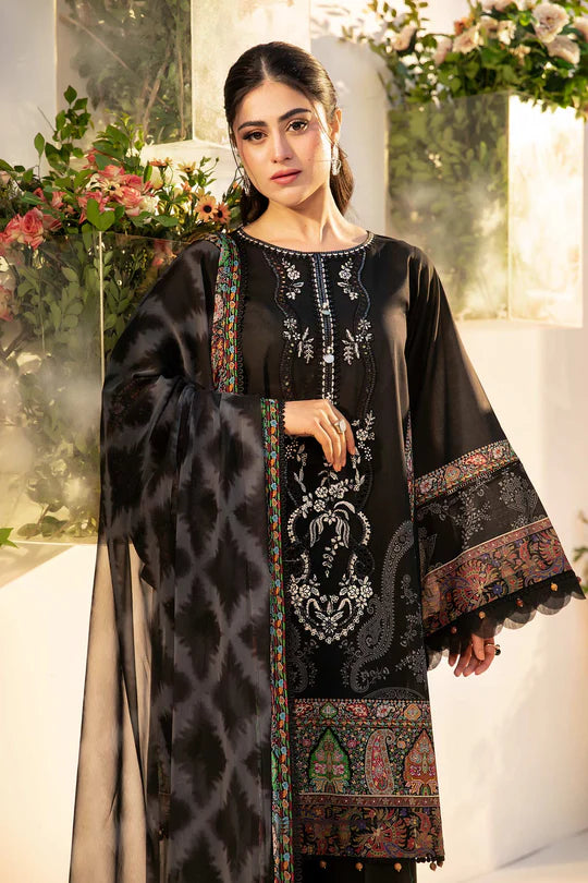 MARIA. B. 3 Pc Unstitched Embroidered Lawn Suit | MB-CUS25-703A