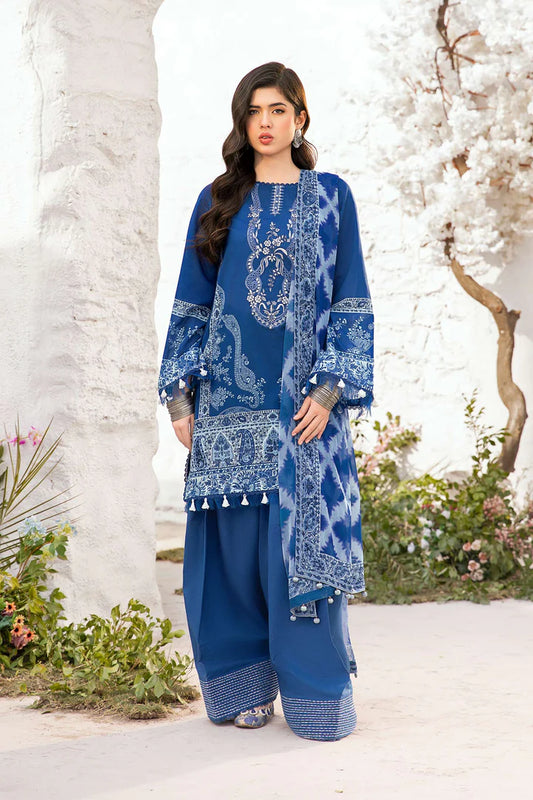MARIA. B. 3 Pc Unstitched Embroidered Lawn Suit | MB-CUS25-705B