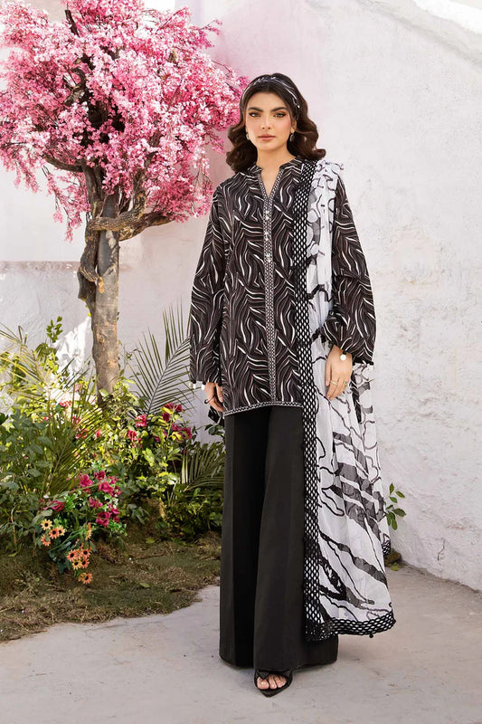 MARIA. B. 3 Pc Unstitched Embroidered Lawn Suit | MB-CUS25-704B