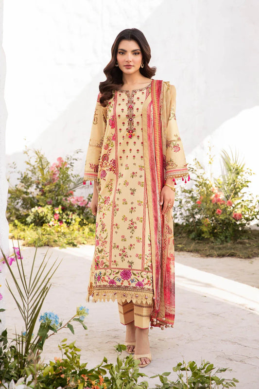 MARIA. B. 3 Pc Unstitched Embroidered Lawn Suit | MB-CUS25-705A
