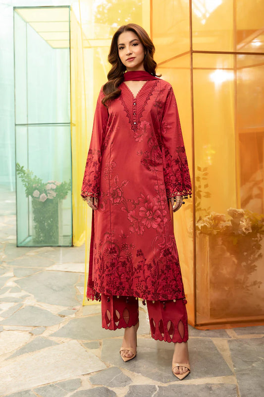 MARIA. B. 3 Pc Unstitched Embroidered Lawn Suit | MB-CUS25-706A