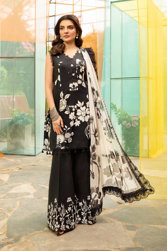 MARIA. B. 3 Pc Unstitched Embroidered Lawn Suit | MB-CUS25-706B