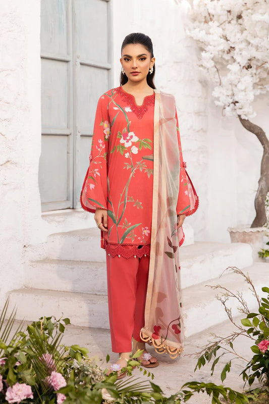 MARIA. B. 3 Pc Unstitched Embroidered Lawn Suit | MB-CUS25-707B