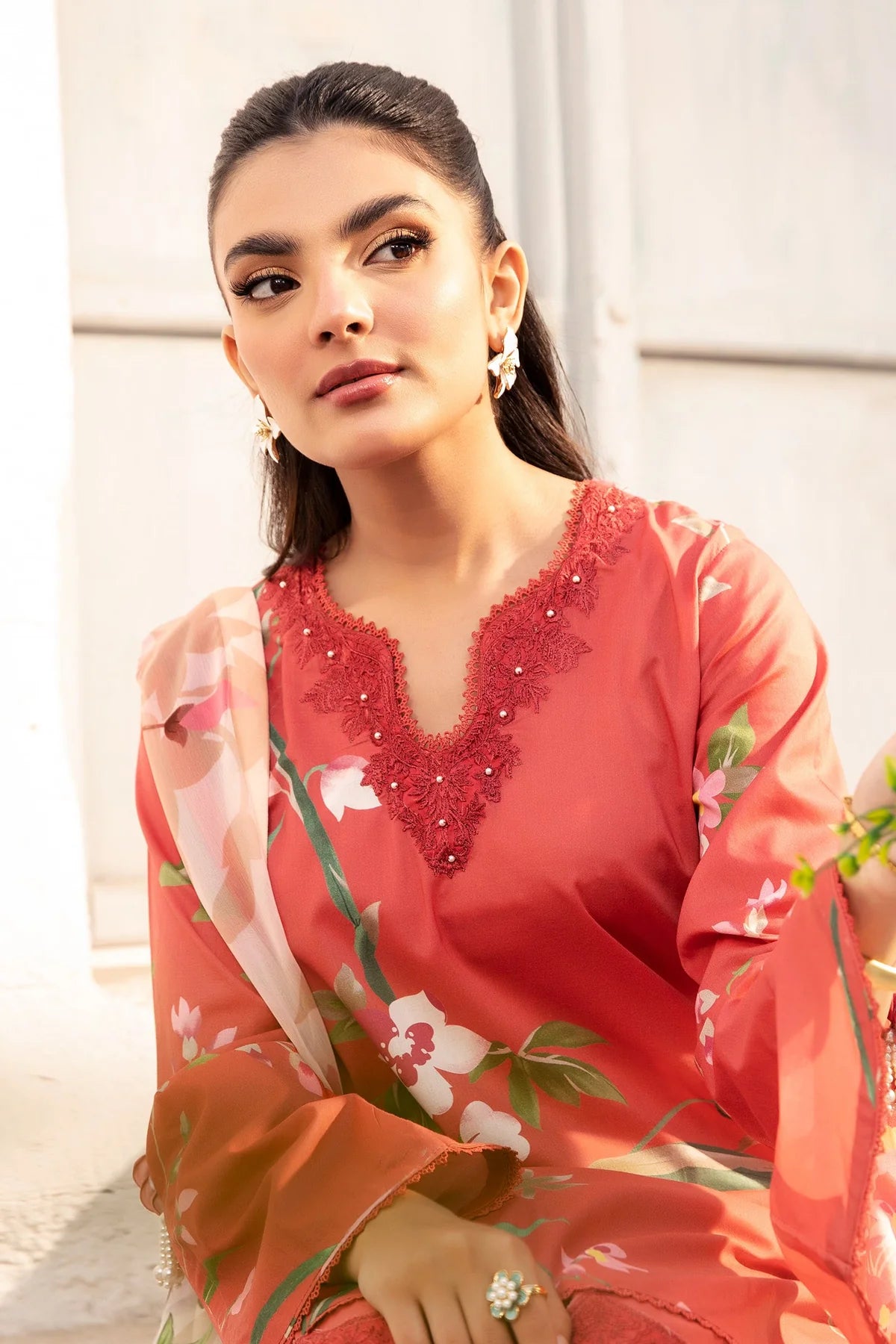 MARIA. B. 3 Pc Unstitched Embroidered Lawn Suit | MB-CUS25-707B