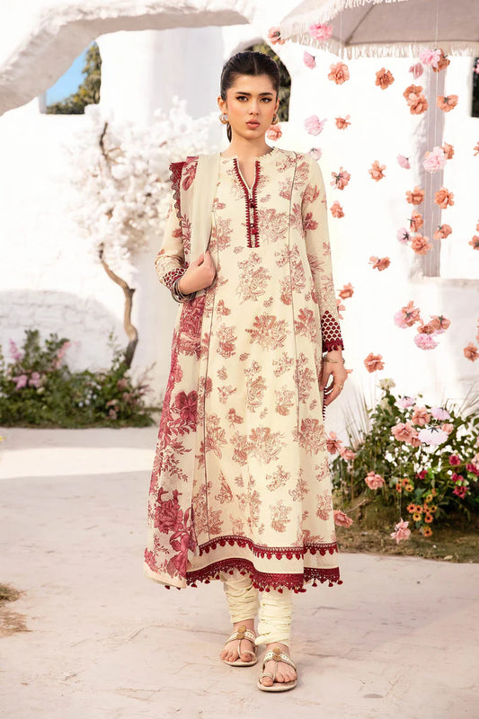 MARIA. B. 3 Pc Unstitched Embroidered Lawn Suit | MB-CUS25-708A
