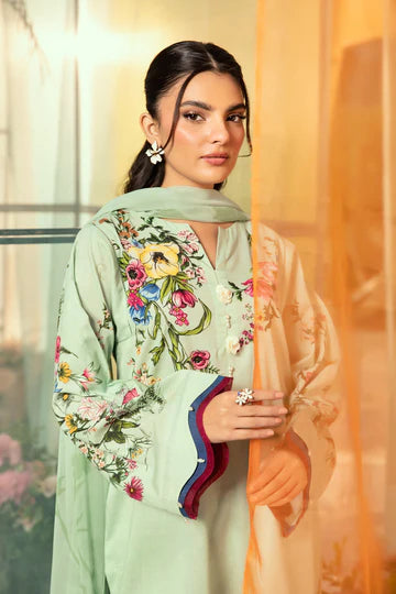 MARIA. B. 3 Pc Unstitched Embroidered Lawn Suit | MB-CUS25-712B