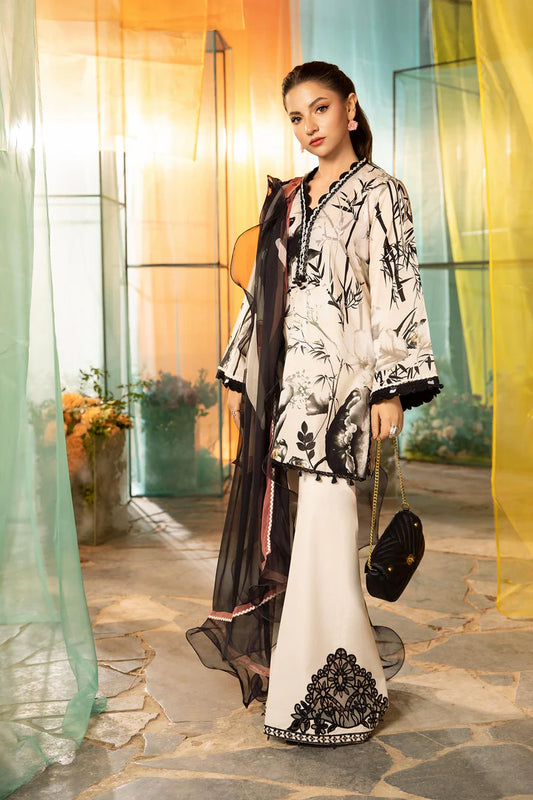 MARIA. B. 3 Pc Unstitched Embroidered Lawn Suit | MB-CUS25-713B