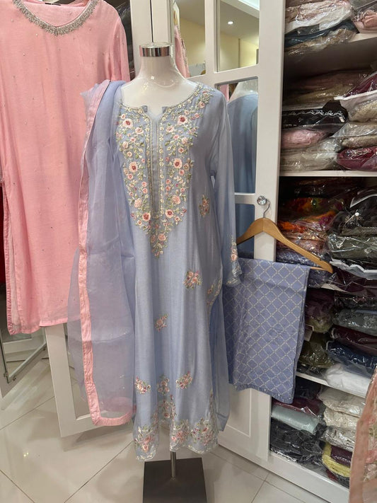 AGHA NOOR 3 PIECE - EMBROIDERED COTTON NET SUIT S108517