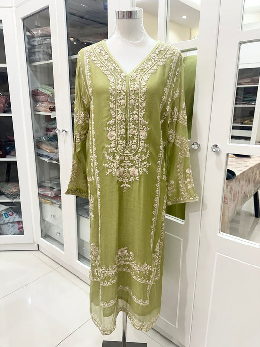 AGHA NOOR 1 PIECE - EMBROIDERED COTTON NET SHIRT