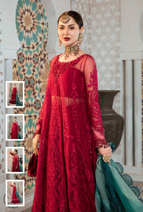 MARIA. B. MPC-21-102-Cherry red with Shades of Teal