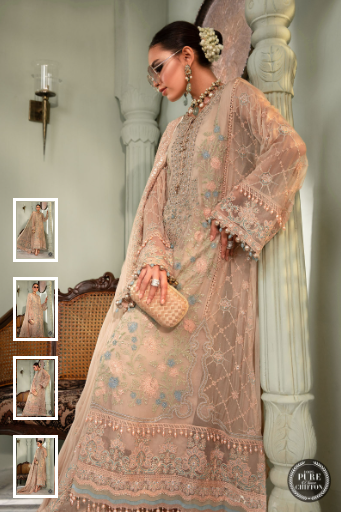 MARIA. B. Unstitched Chiffon - MPC-22-206-Nude Pink